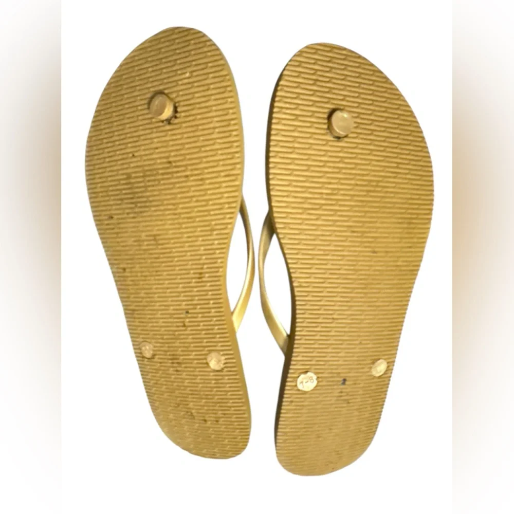 A|X Armani Exchange ~ Size 7/8 ~ Women’s Gold Flip Flops Sandals